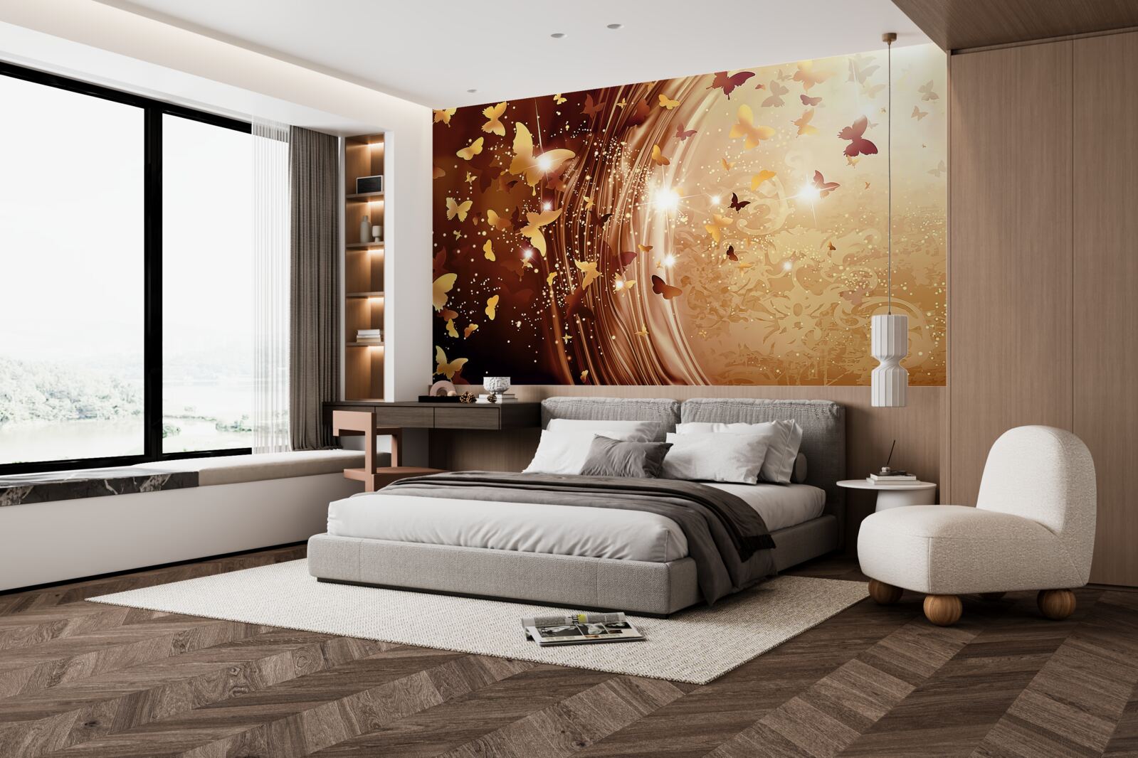 Fotobehang krullen en vlinders