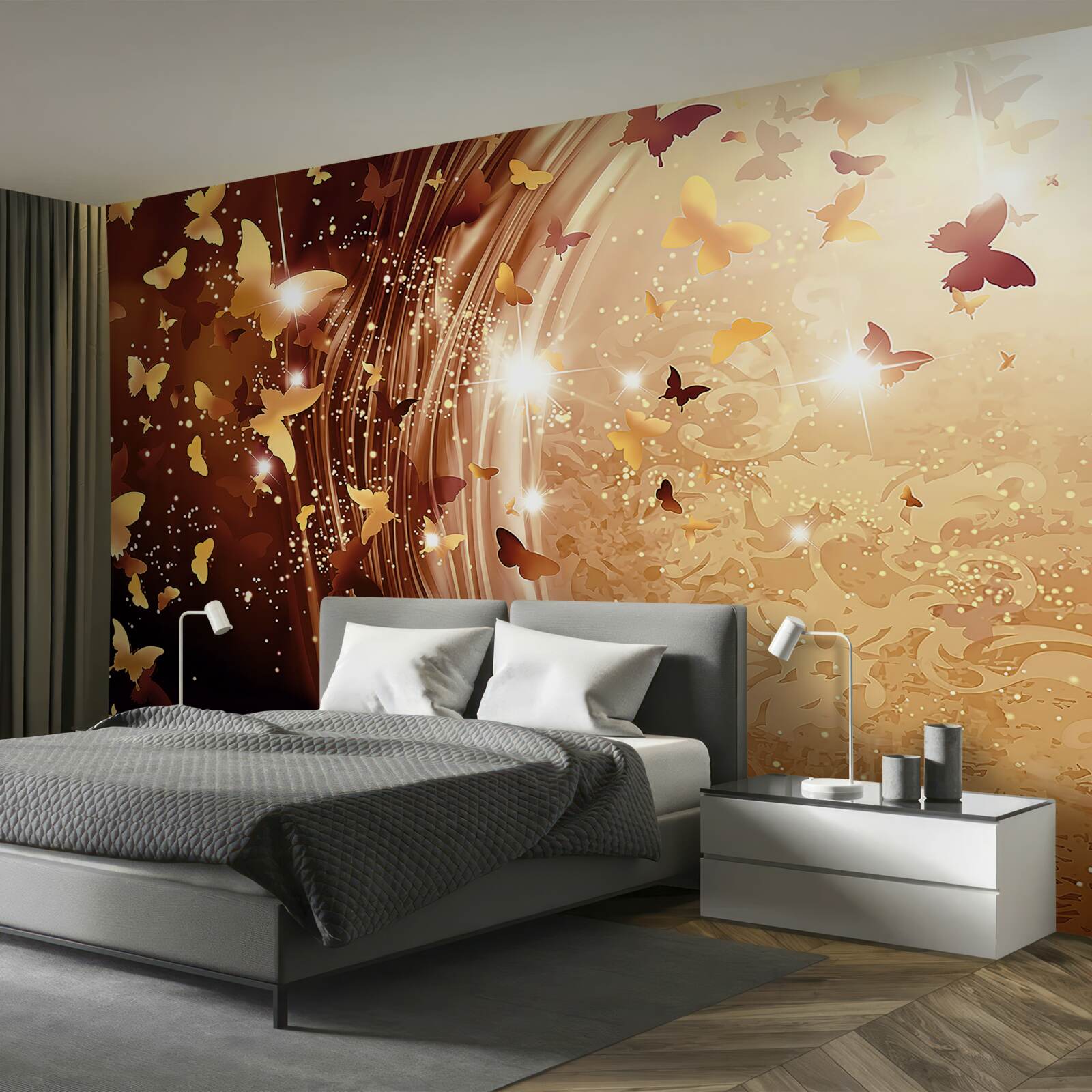 Fotobehang krullen en vlinders