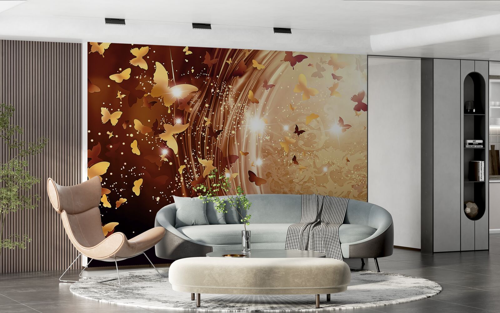 Fotobehang krullen en vlinders