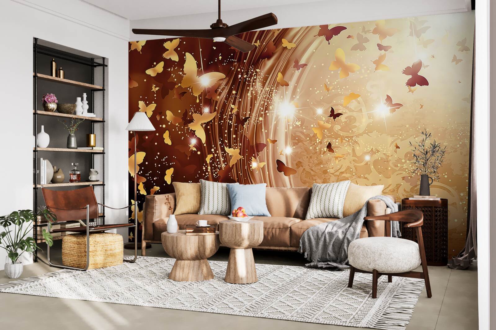 Fotobehang krullen en vlinders