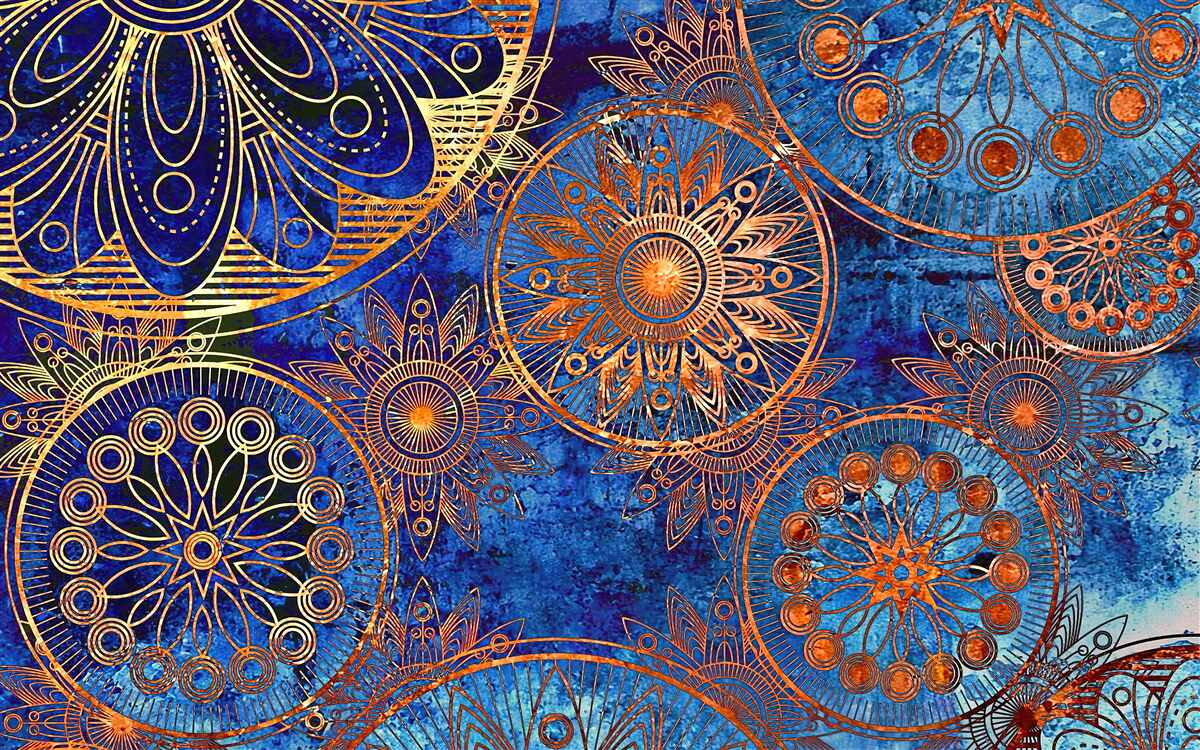 Fotobehang diverse golvende gouden cirkels