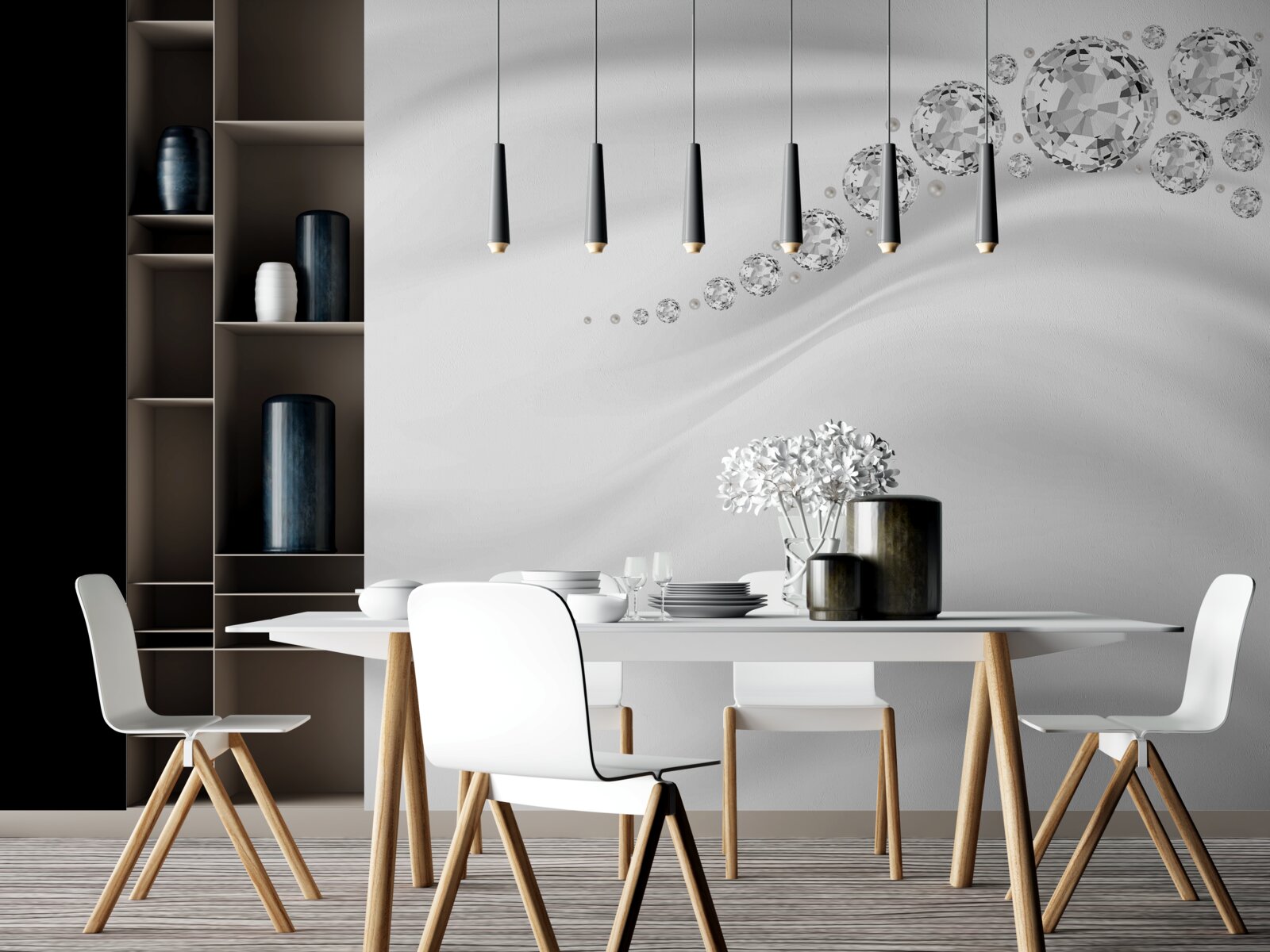 Fotobehang besneeuwde golven en kostbare mineralen