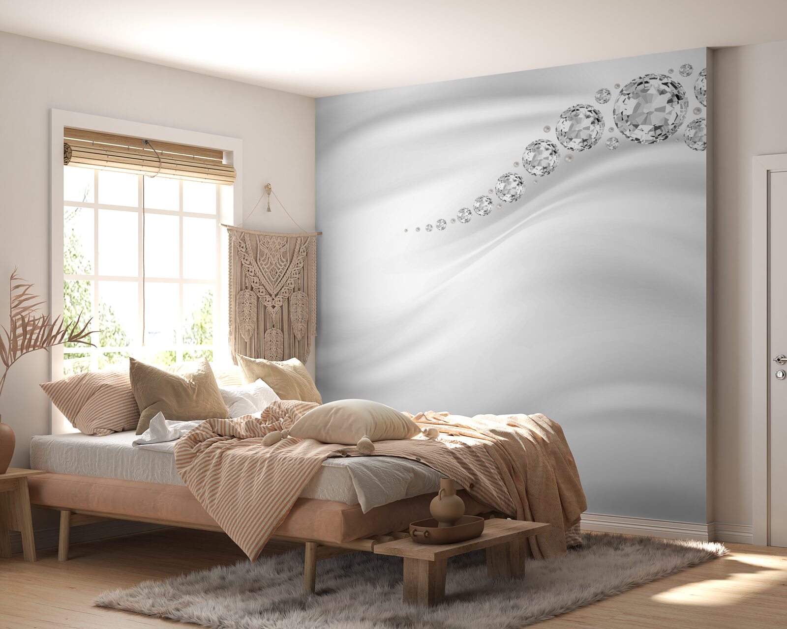 Fotobehang besneeuwde golven en kostbare mineralen