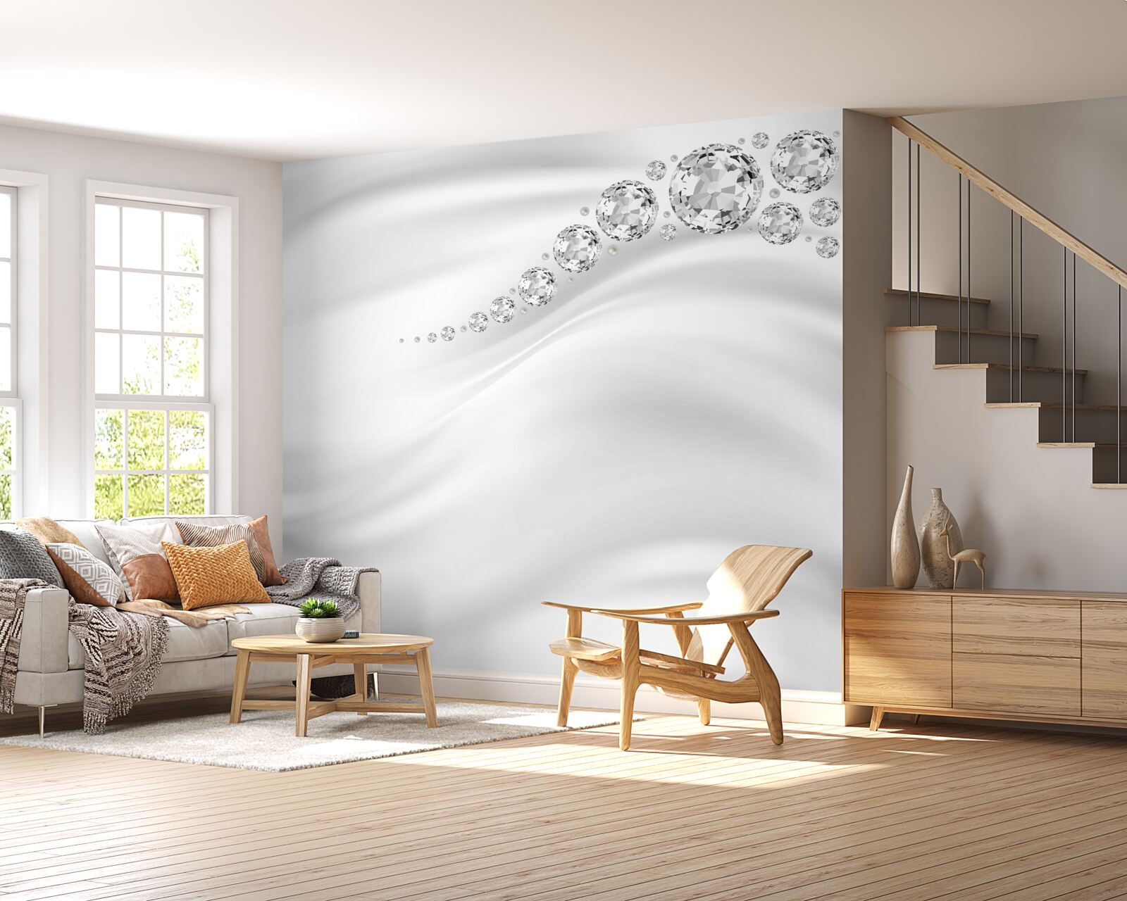 Fotobehang besneeuwde golven en kostbare mineralen