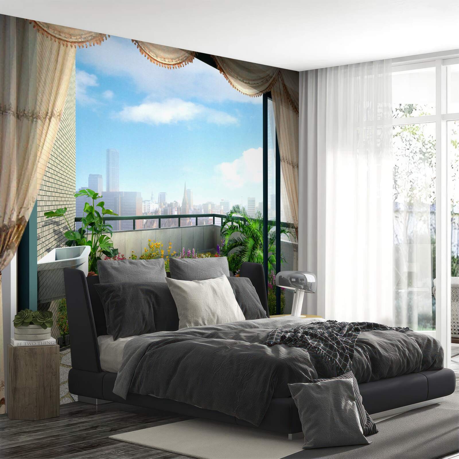 Fotobehang planten voor de open loggia