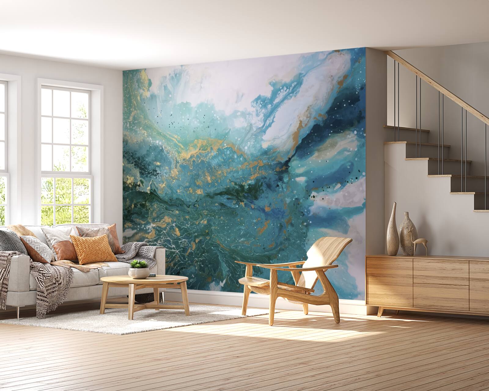 Fotobehang donkere streken van abstracte verf