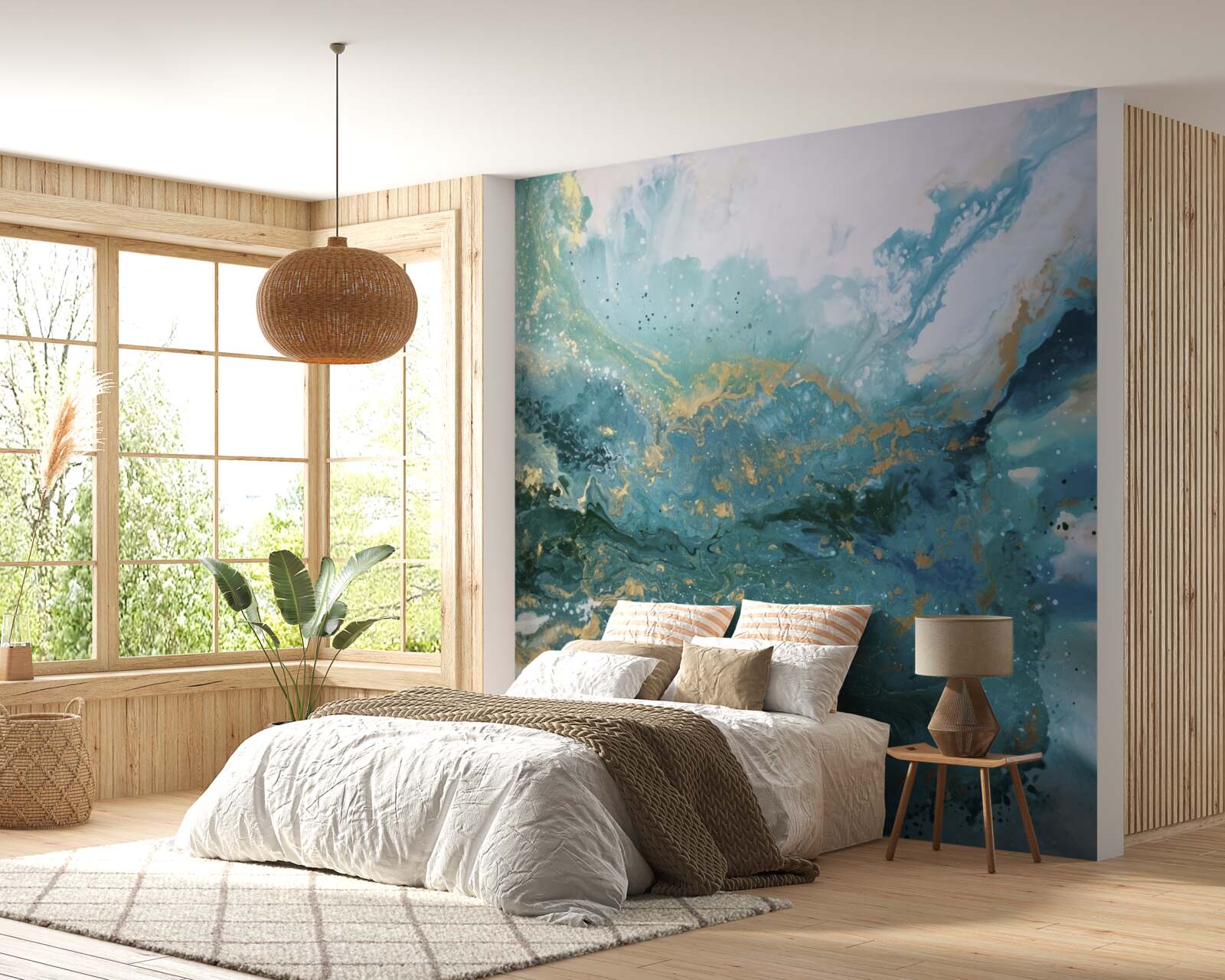 Fotobehang donkere streken van abstracte verf