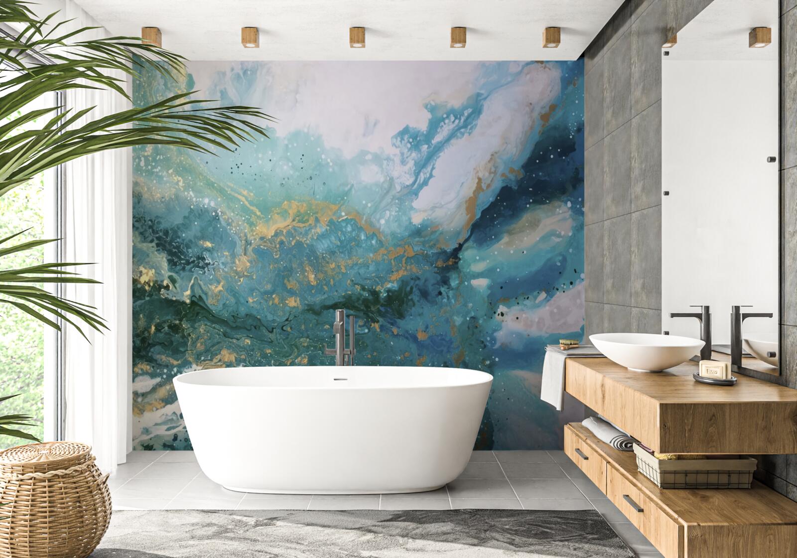 Fotobehang donkere streken van abstracte verf