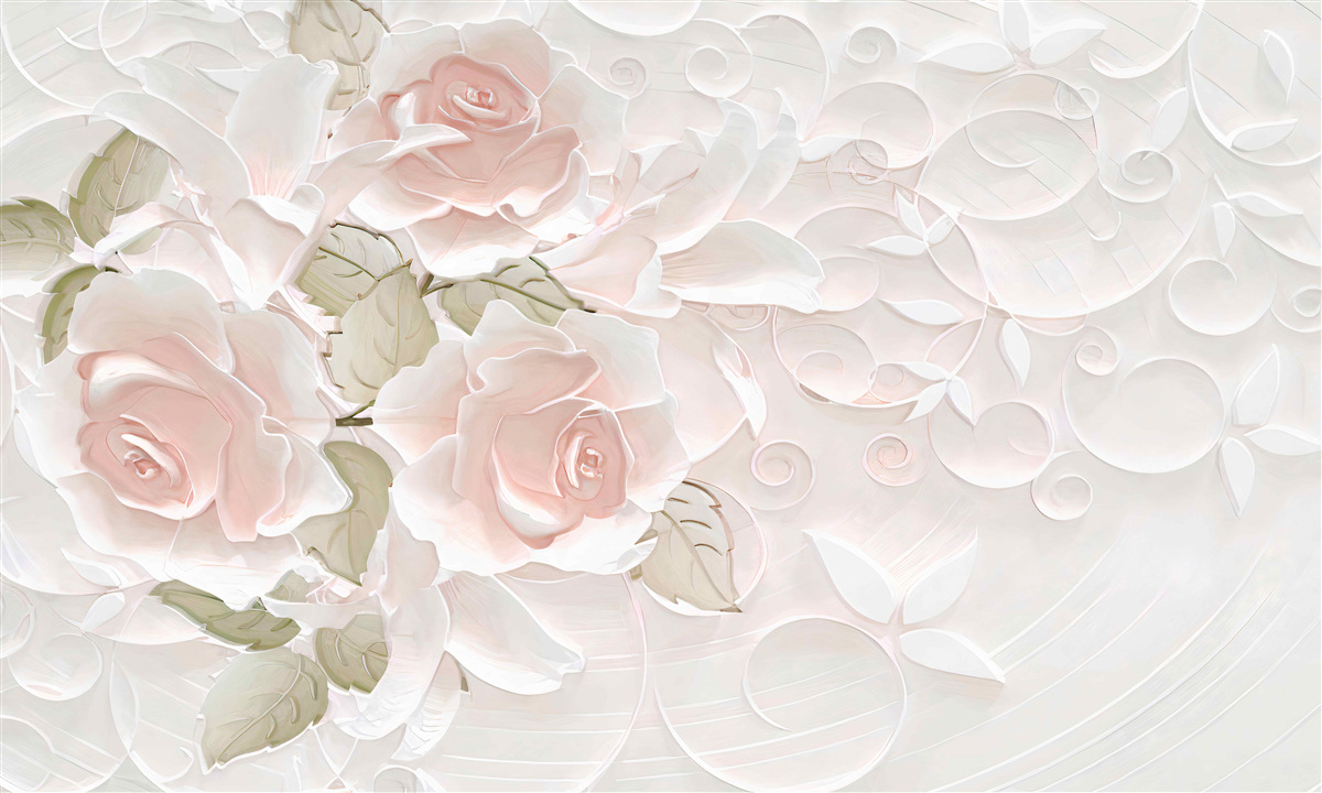 Fotobehang bleke rozen op een bleke muur