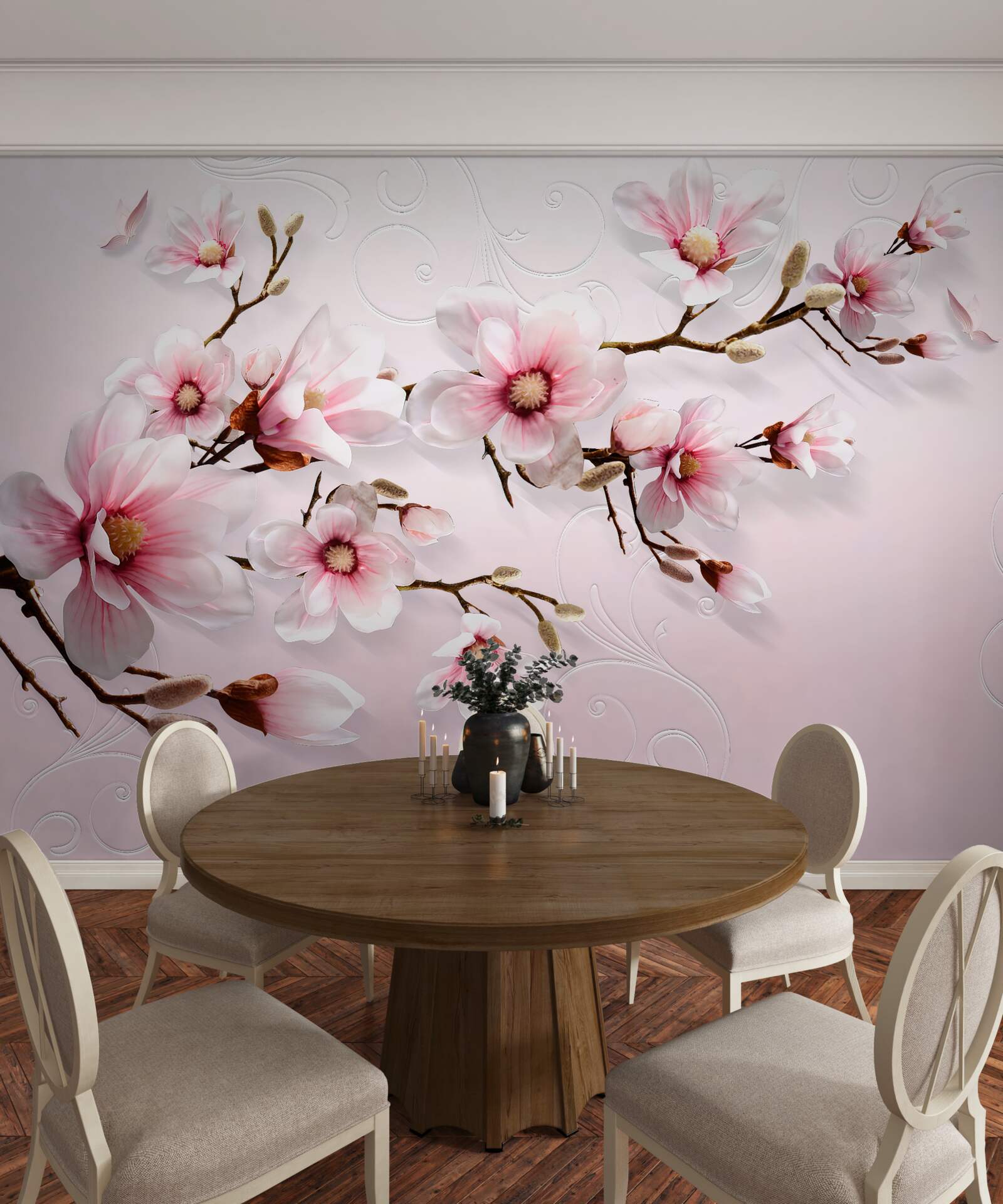 Fotobehang achtergrondschildering met bloemmotief