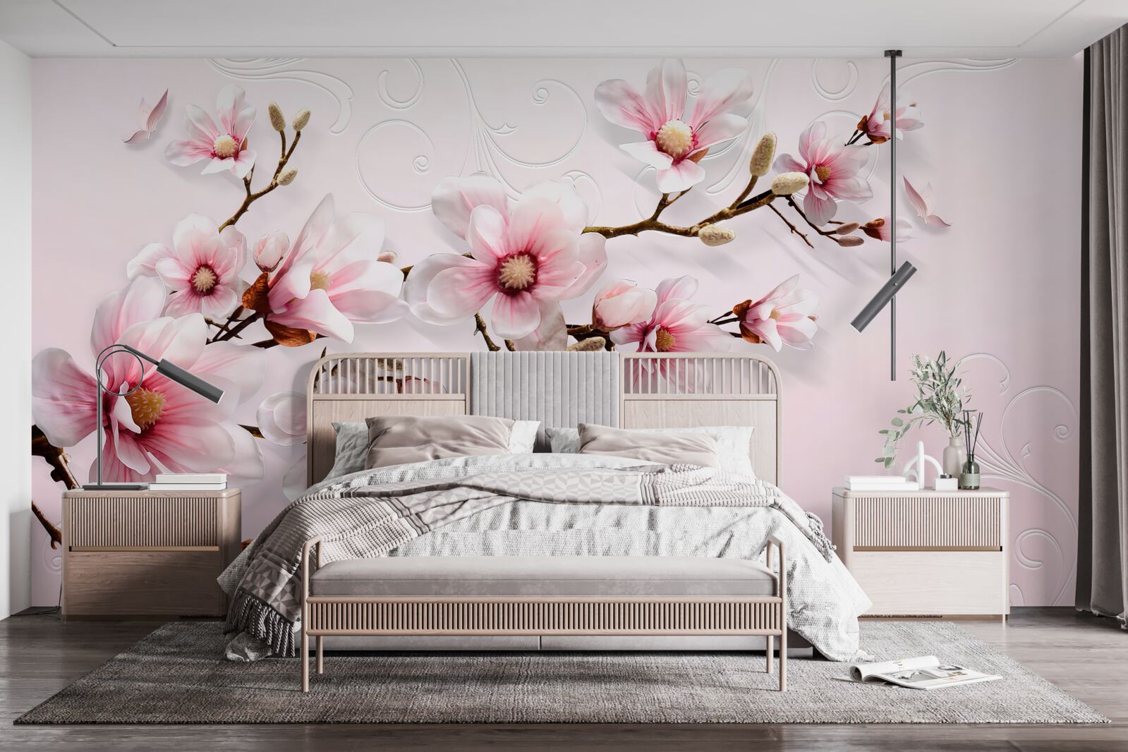 Fotobehang achtergrondschildering met bloemmotief