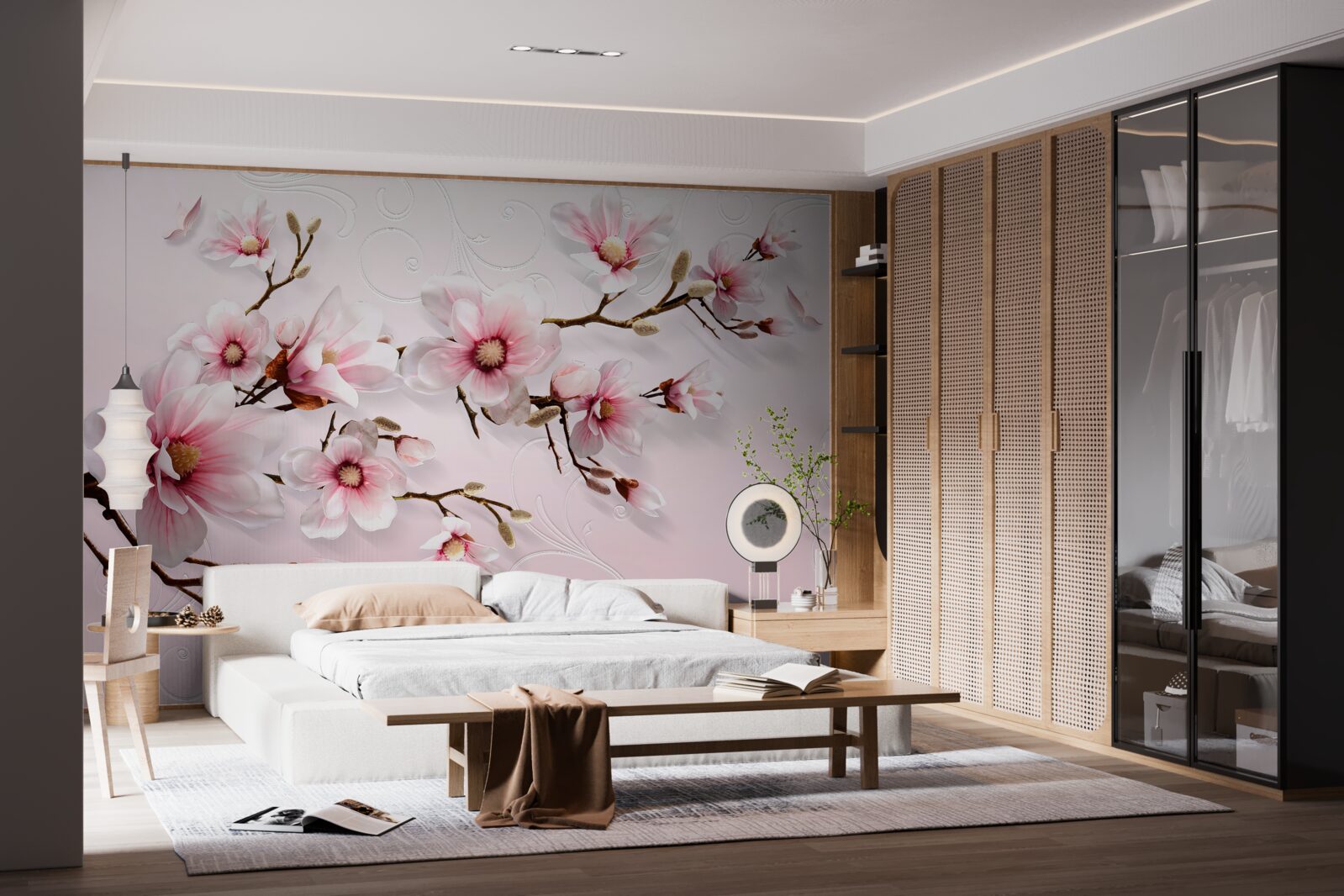 Fotobehang achtergrondschildering met bloemmotief