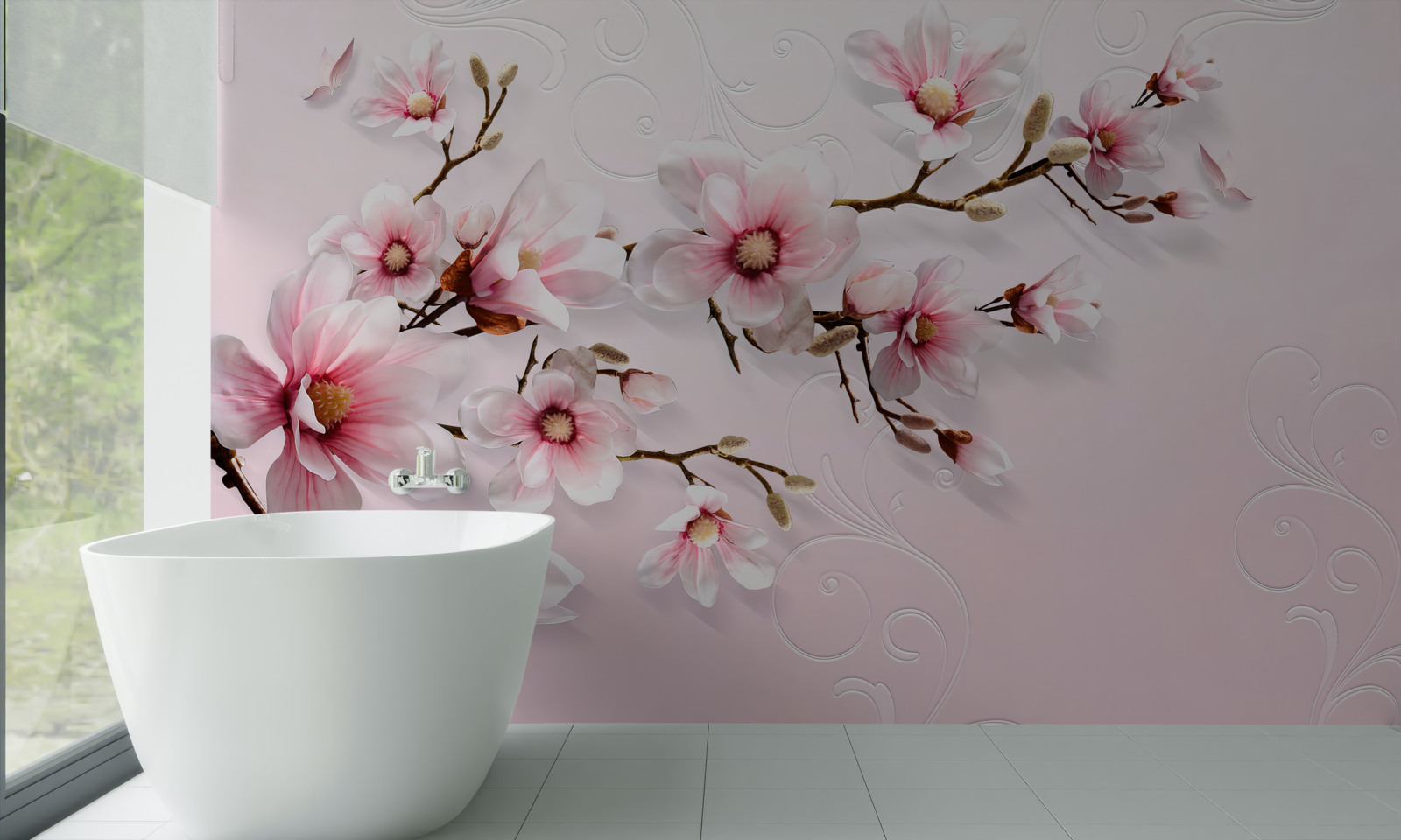 Fotobehang achtergrondschildering met bloemmotief