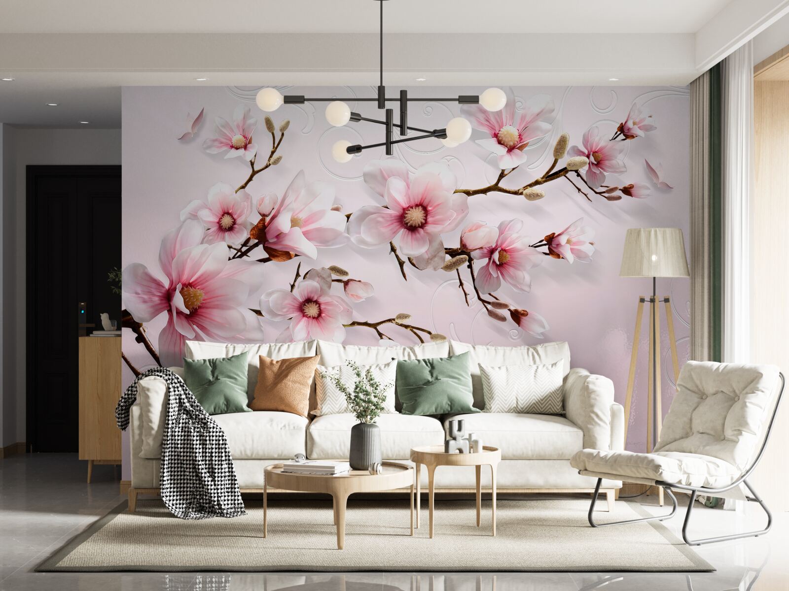 Fotobehang achtergrondschildering met bloemmotief