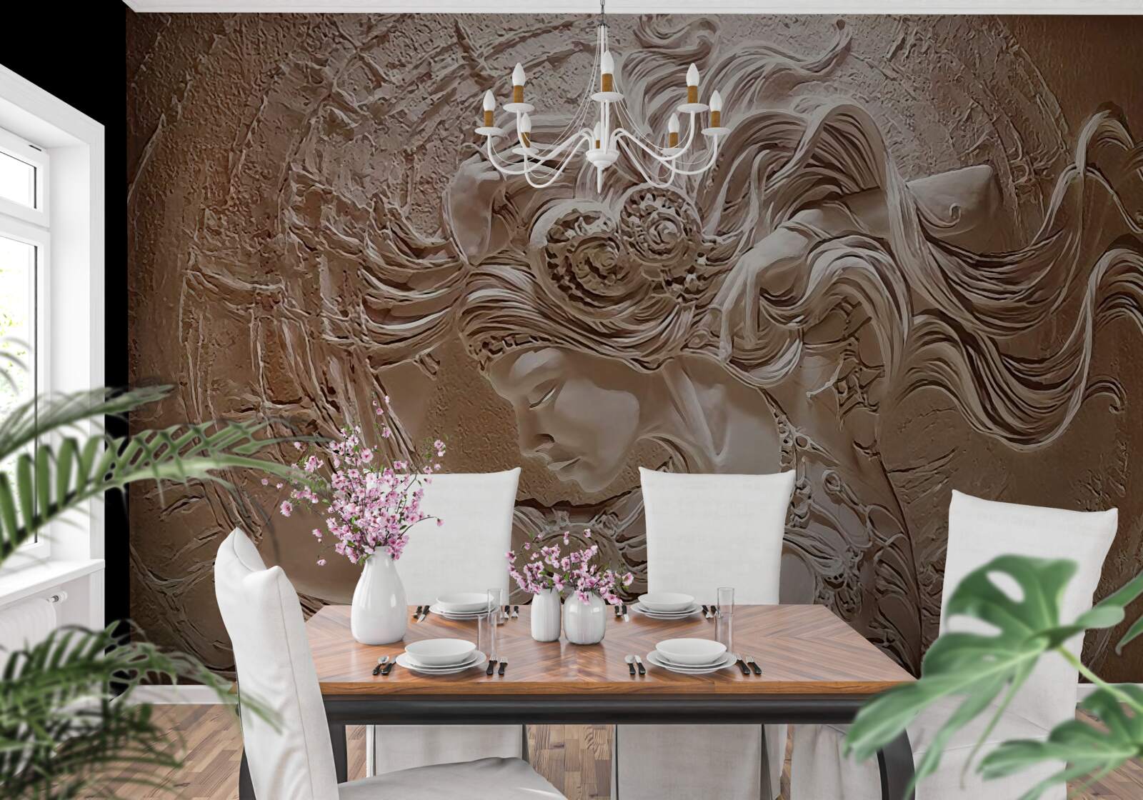 Fotobehang afbeelding van een meisje in bas-reliëf