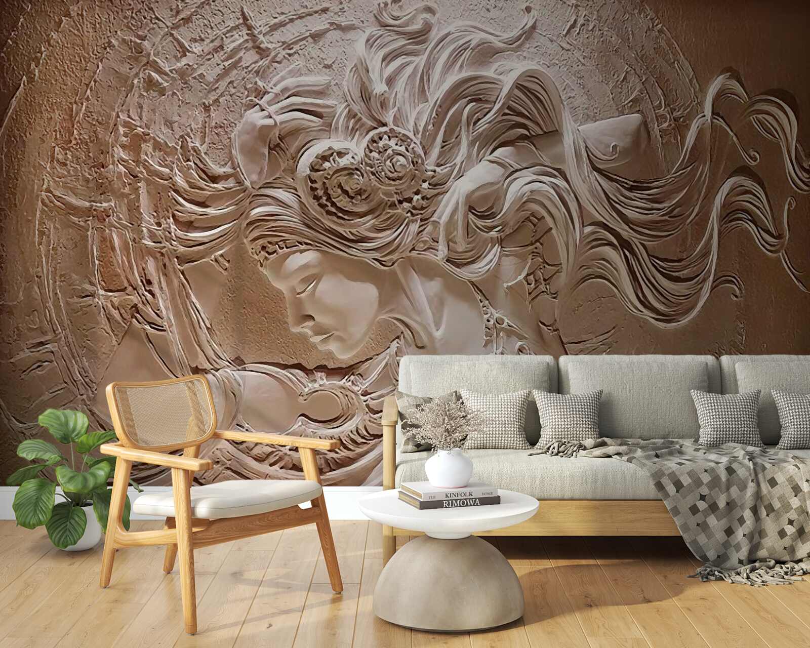 Fotobehang afbeelding van een meisje in bas-reliëf