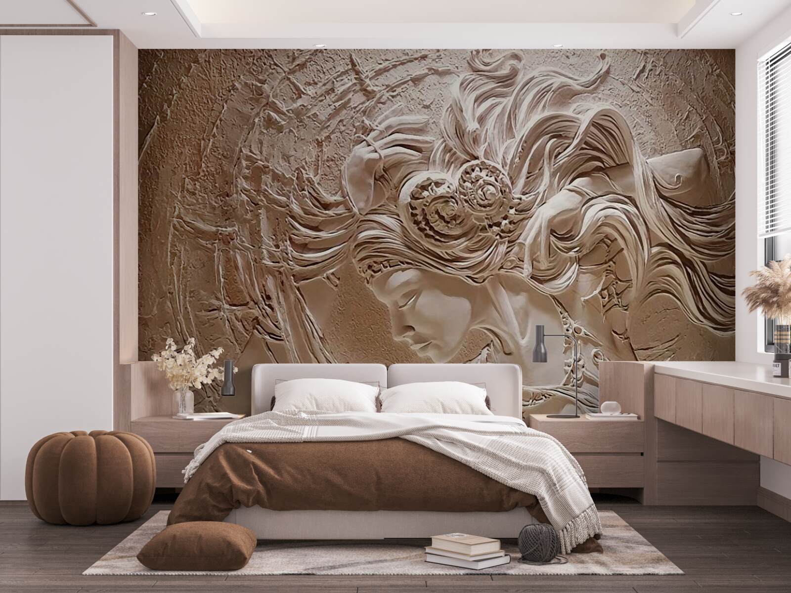 Fotobehang afbeelding van een meisje in bas-reliëf