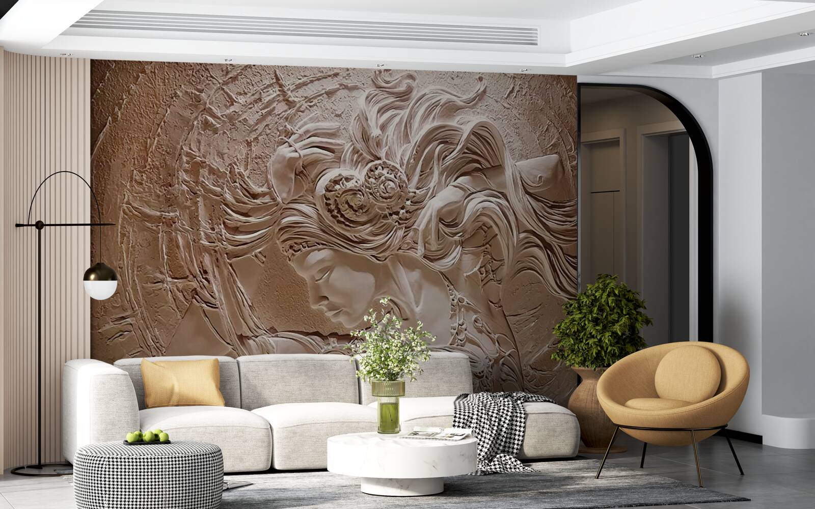 Fotobehang afbeelding van een meisje in bas-reliëf