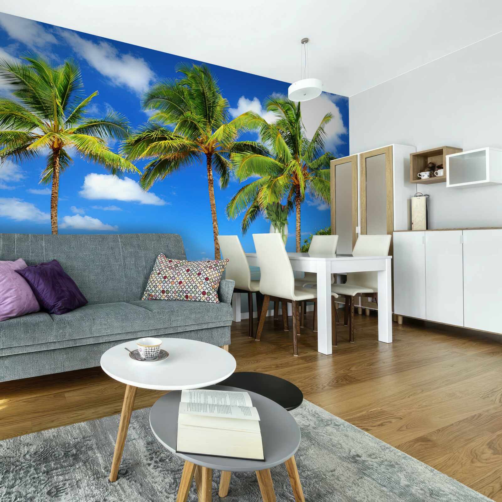 Fotobehang palmbomen aan een zandkust