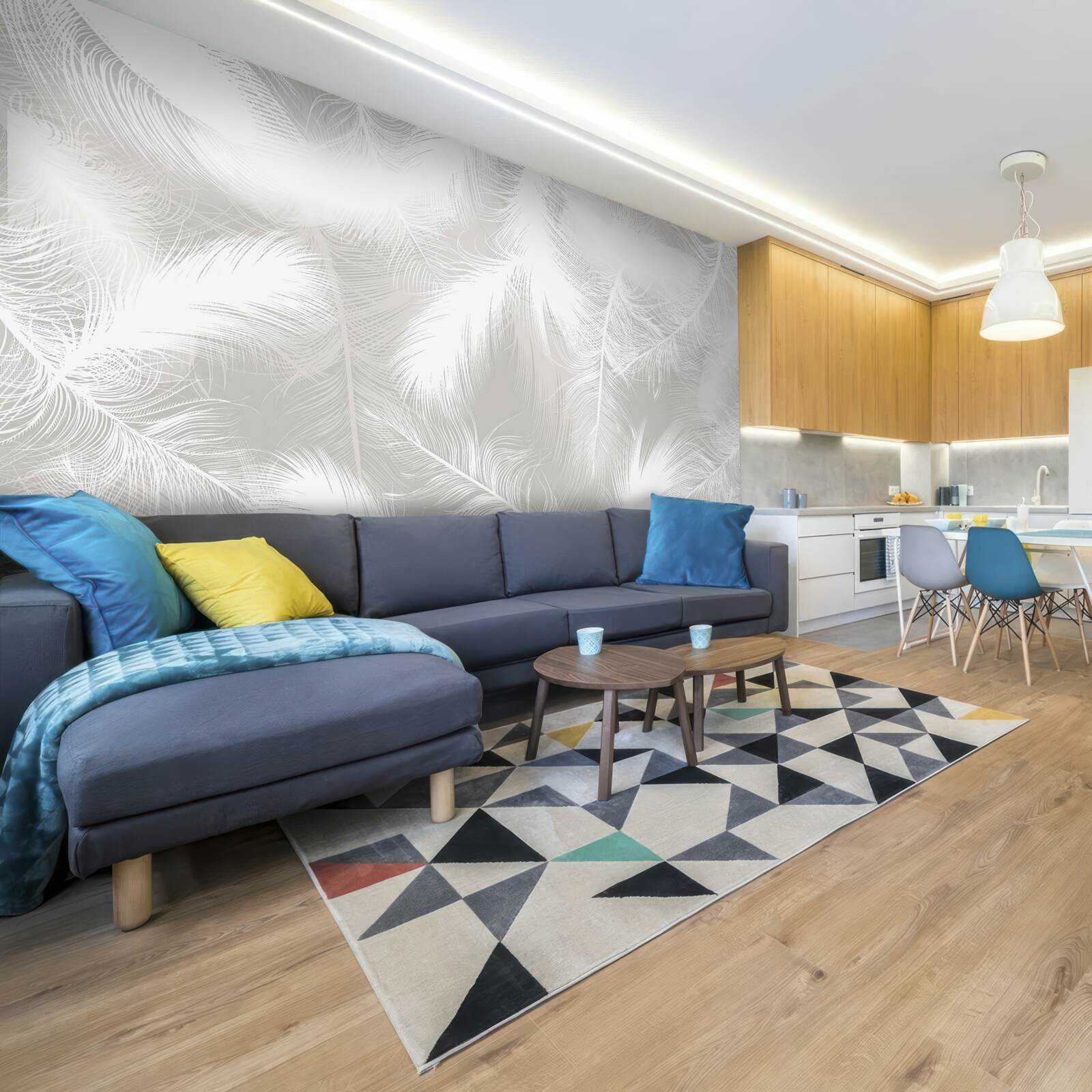 Fotobehang sneeuwwitte veren op de achtergrond