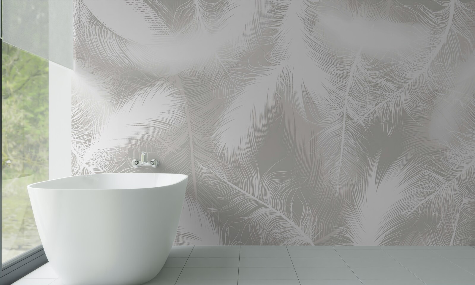 Fotobehang sneeuwwitte veren op de achtergrond