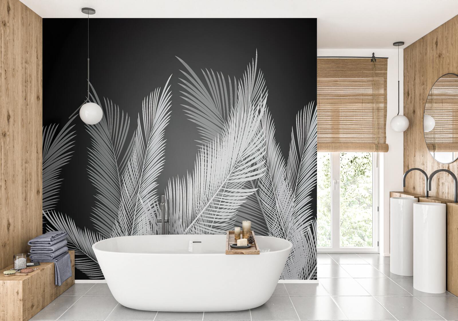 Fotobehang grote, elegante bladeren