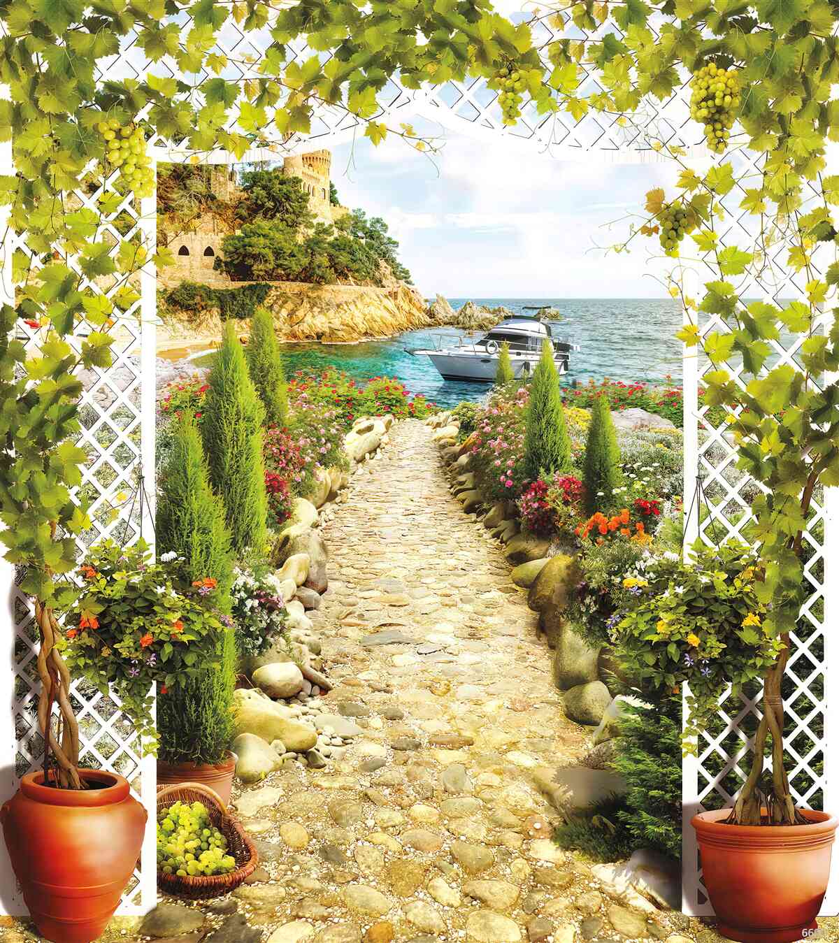 Fotobehang de weg naar de zee en het schip