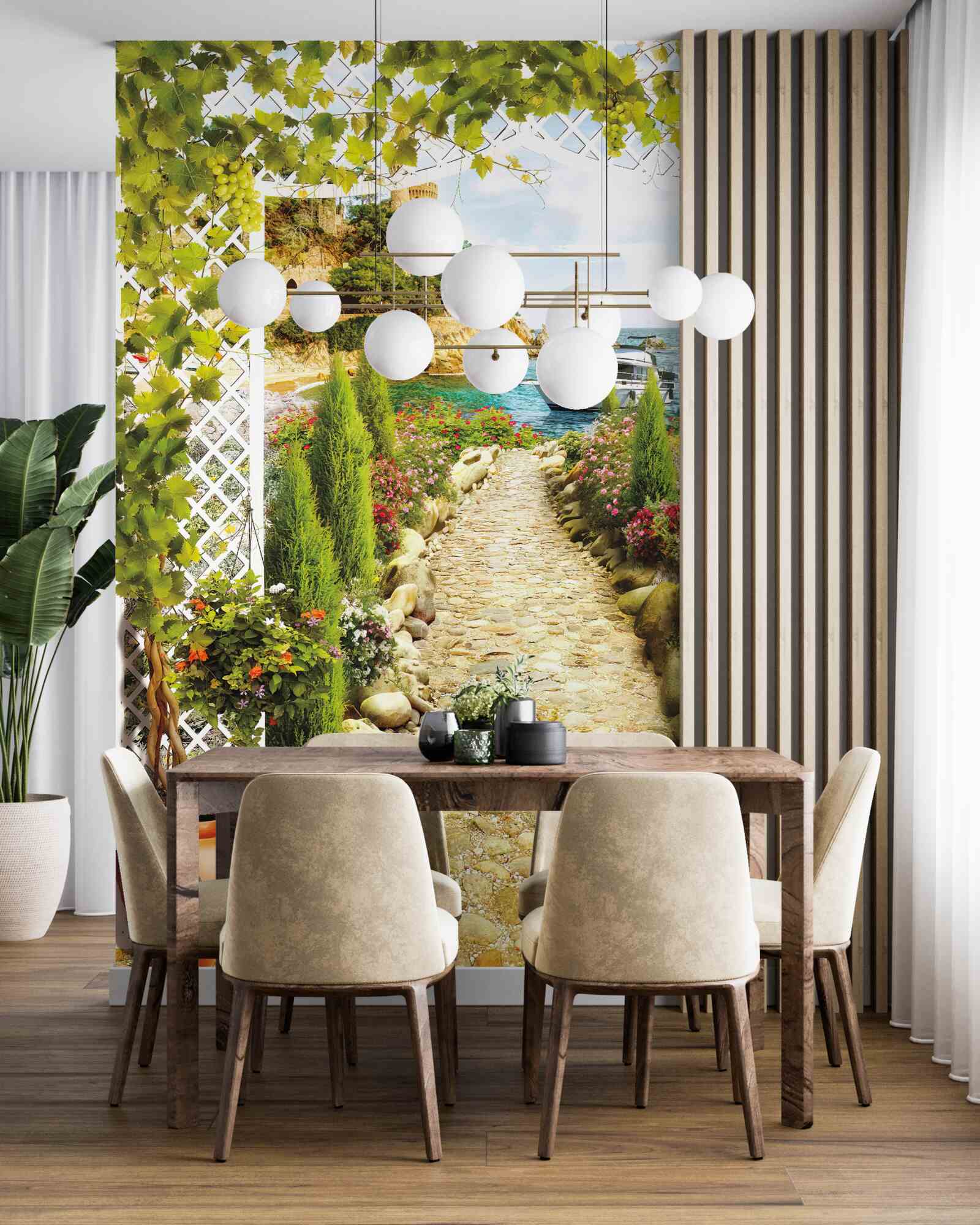 Fotobehang de weg naar de zee en het schip