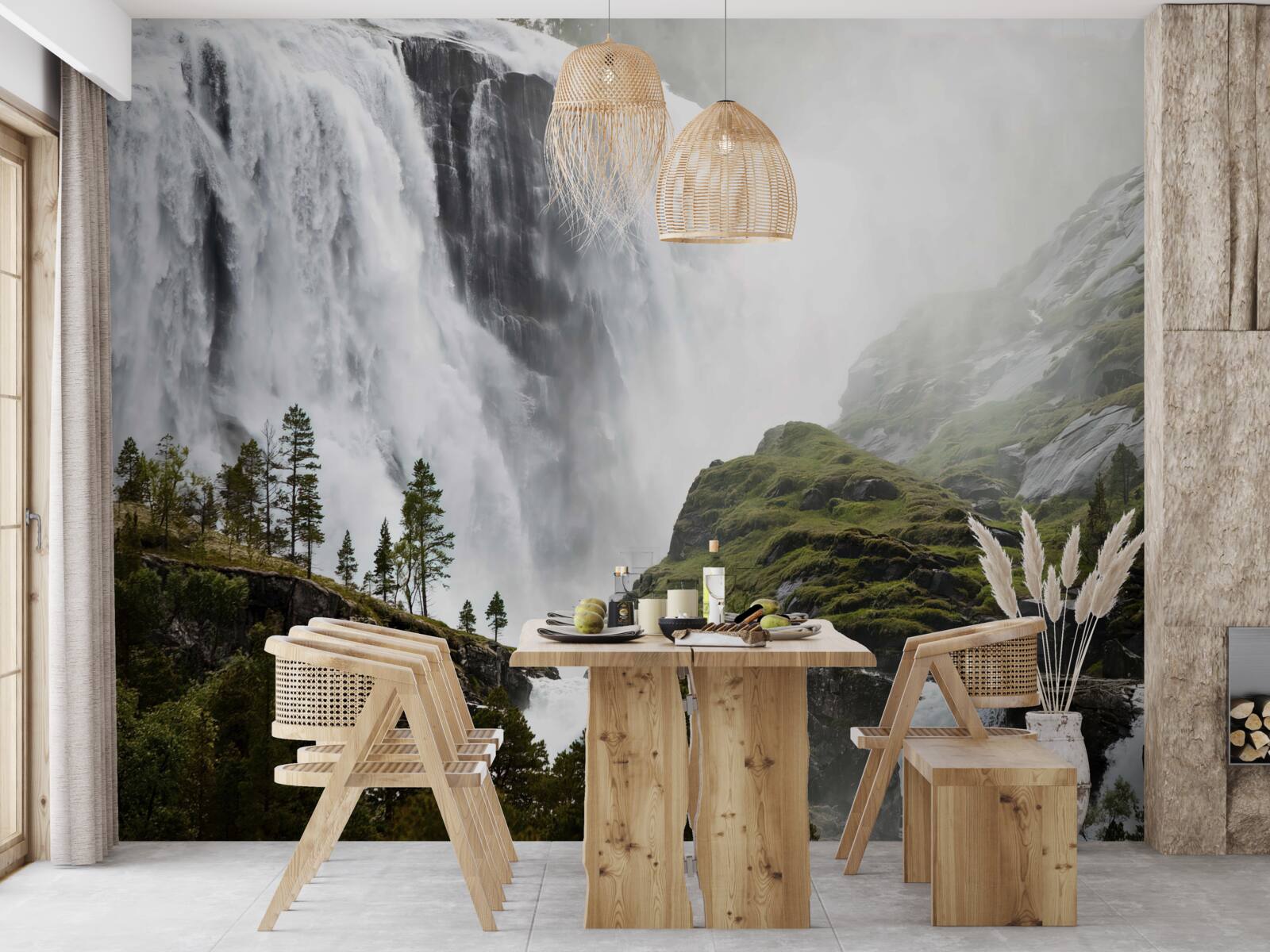 Fotobehang majestueuze trapsgewijze waterval