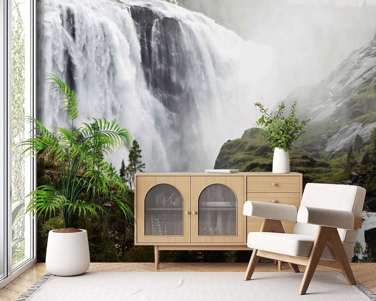 Fotobehang majestueuze trapsgewijze waterval