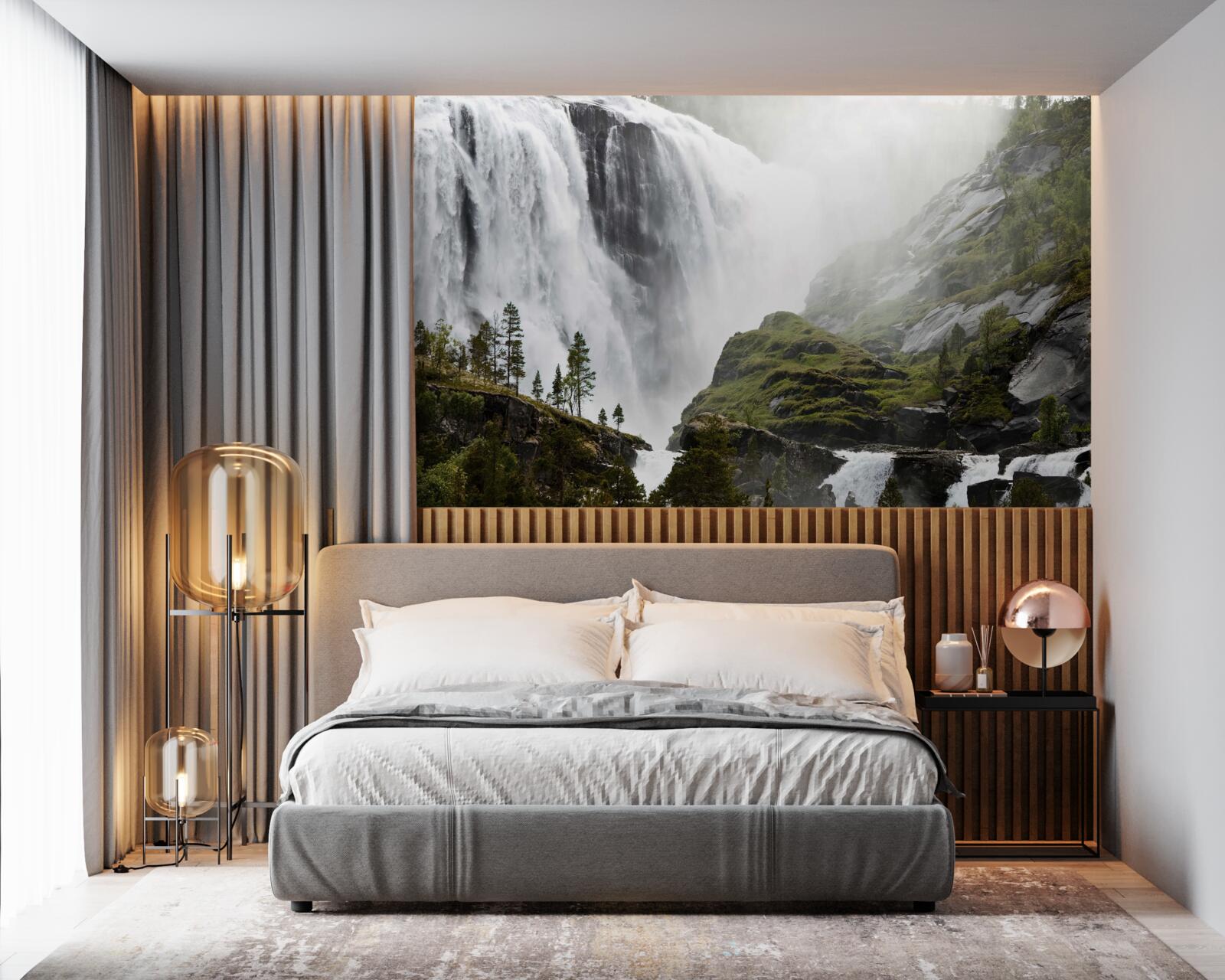 Fotobehang majestueuze trapsgewijze waterval