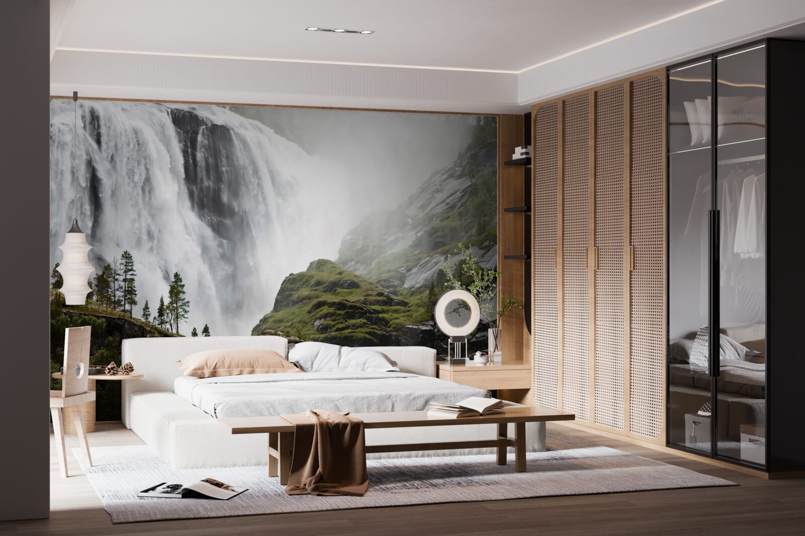 Fotobehang majestueuze trapsgewijze waterval