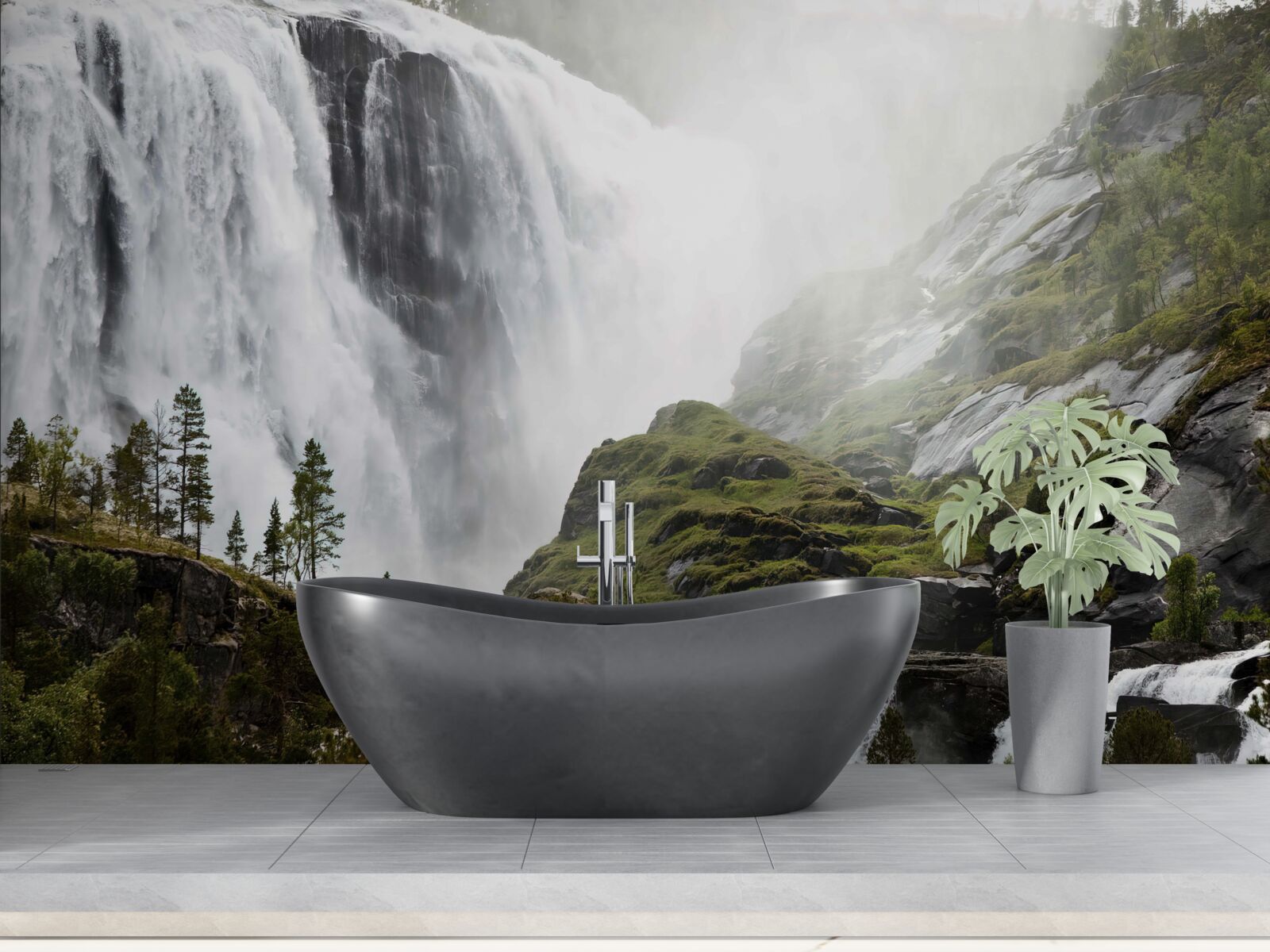 Fotobehang majestueuze trapsgewijze waterval