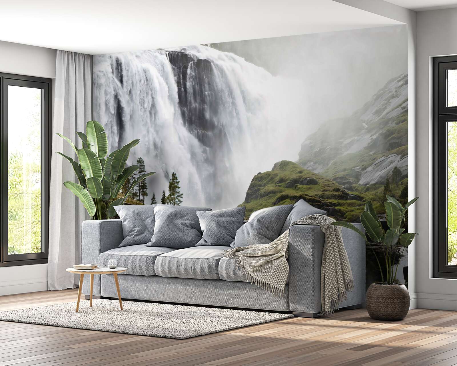 Fotobehang majestueuze trapsgewijze waterval