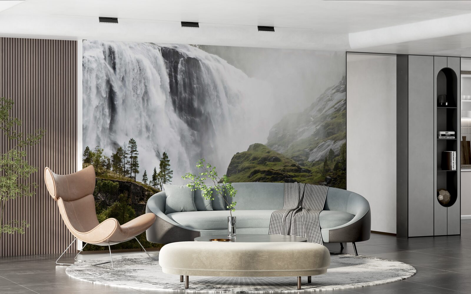 Fotobehang majestueuze trapsgewijze waterval