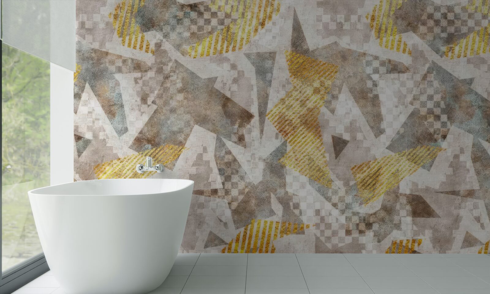 Fotobehang figuren in abstracte vormen en kleuren