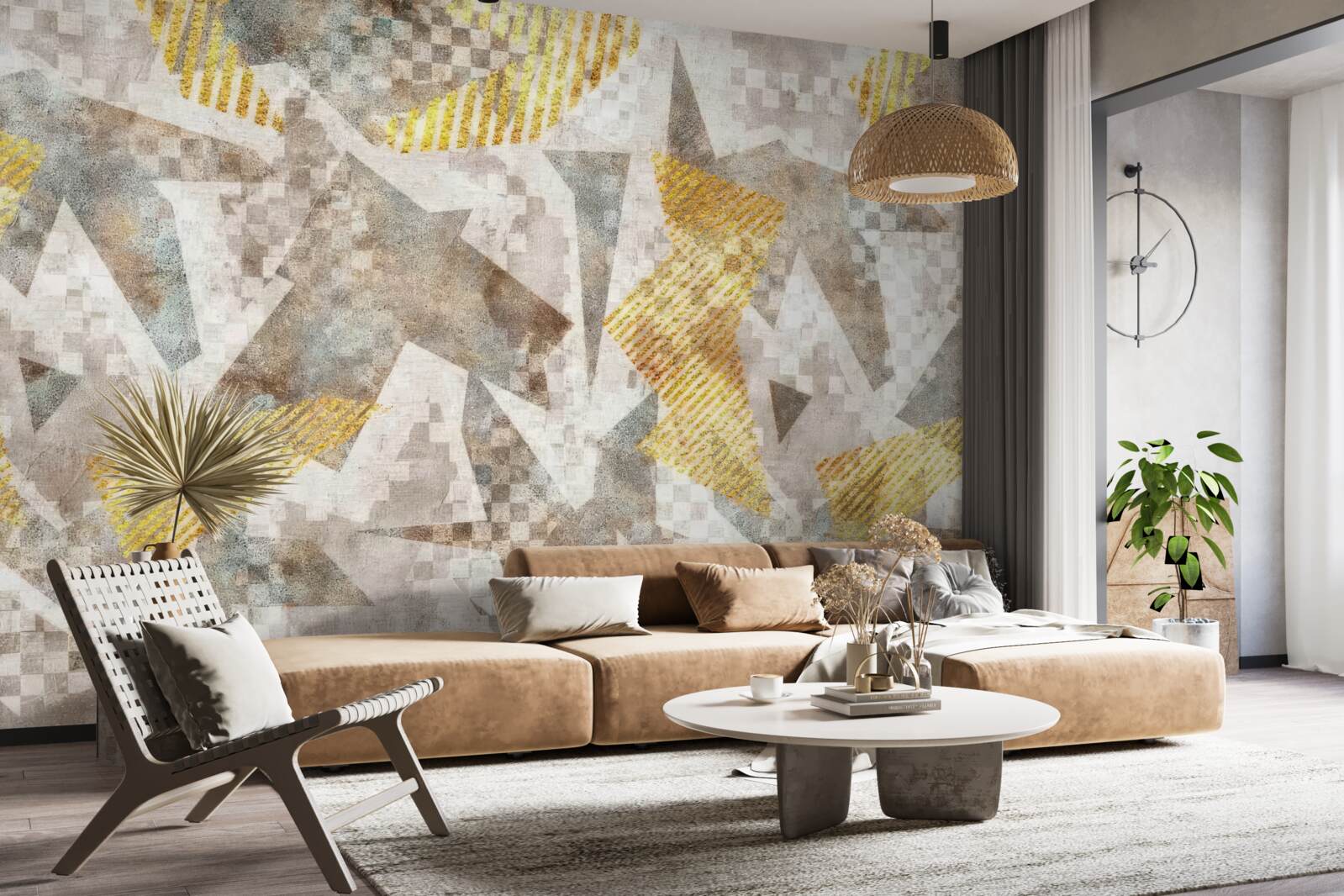 Fotobehang figuren in abstracte vormen en kleuren