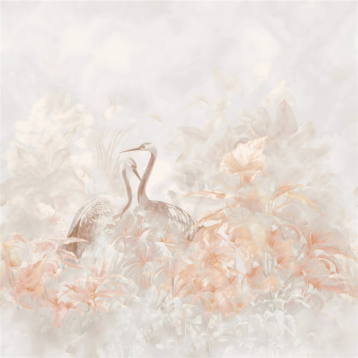 Fotobehang twee vogels tussen het groen