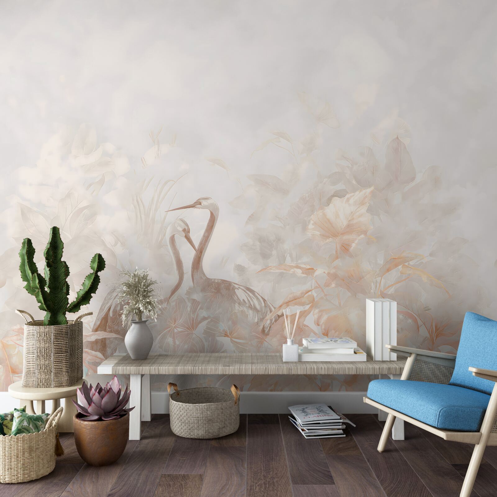 Fotobehang twee vogels tussen het groen