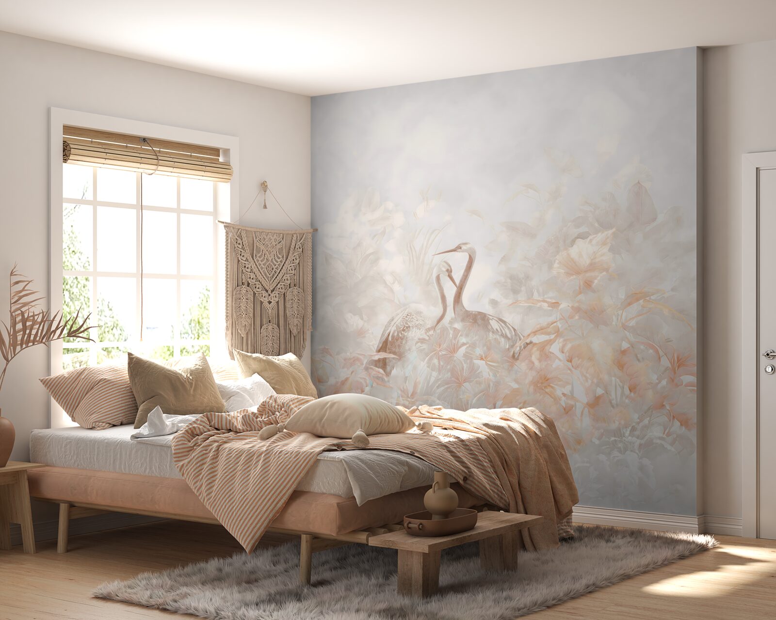 Fotobehang twee vogels tussen het groen