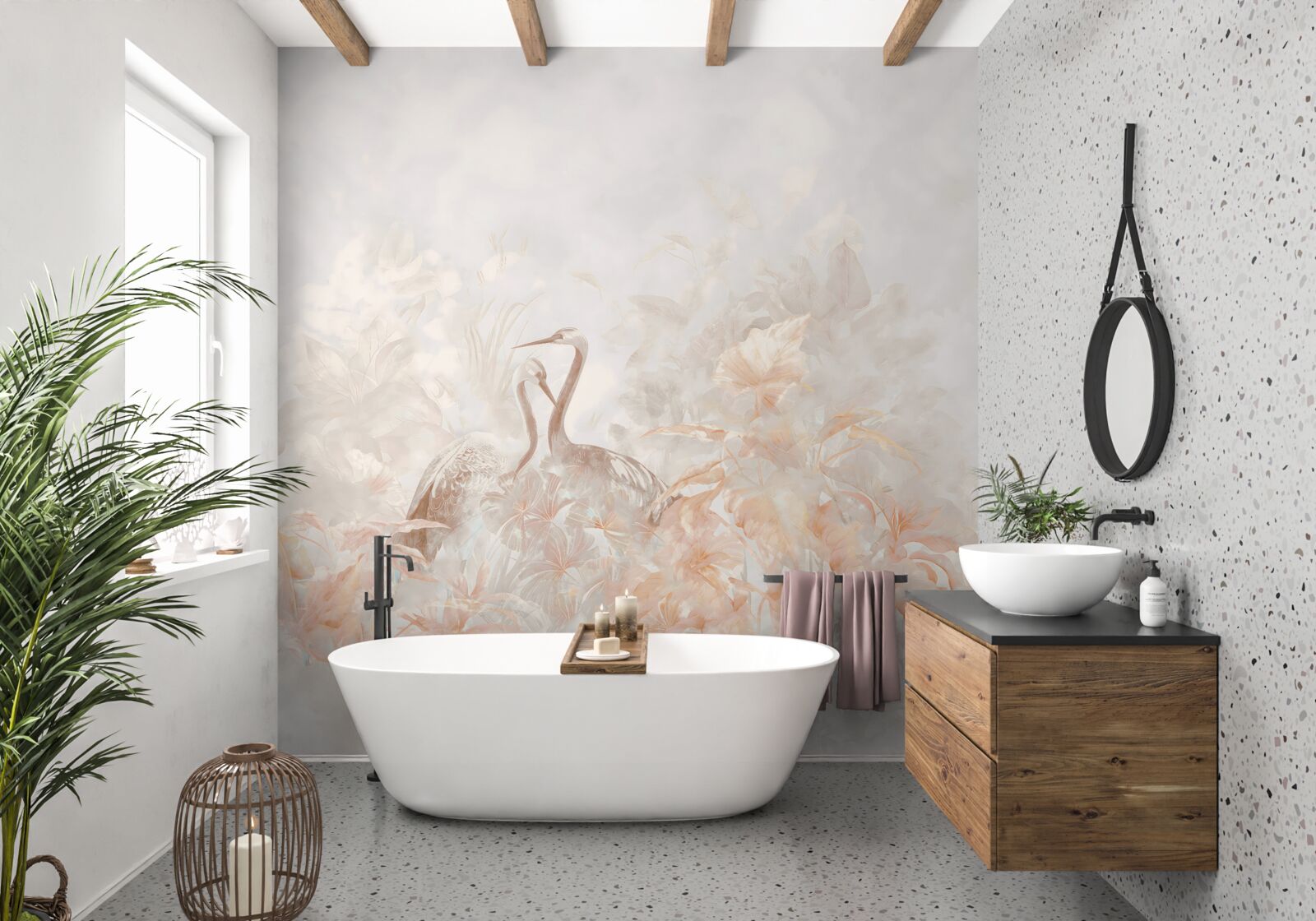 Fotobehang twee vogels tussen het groen