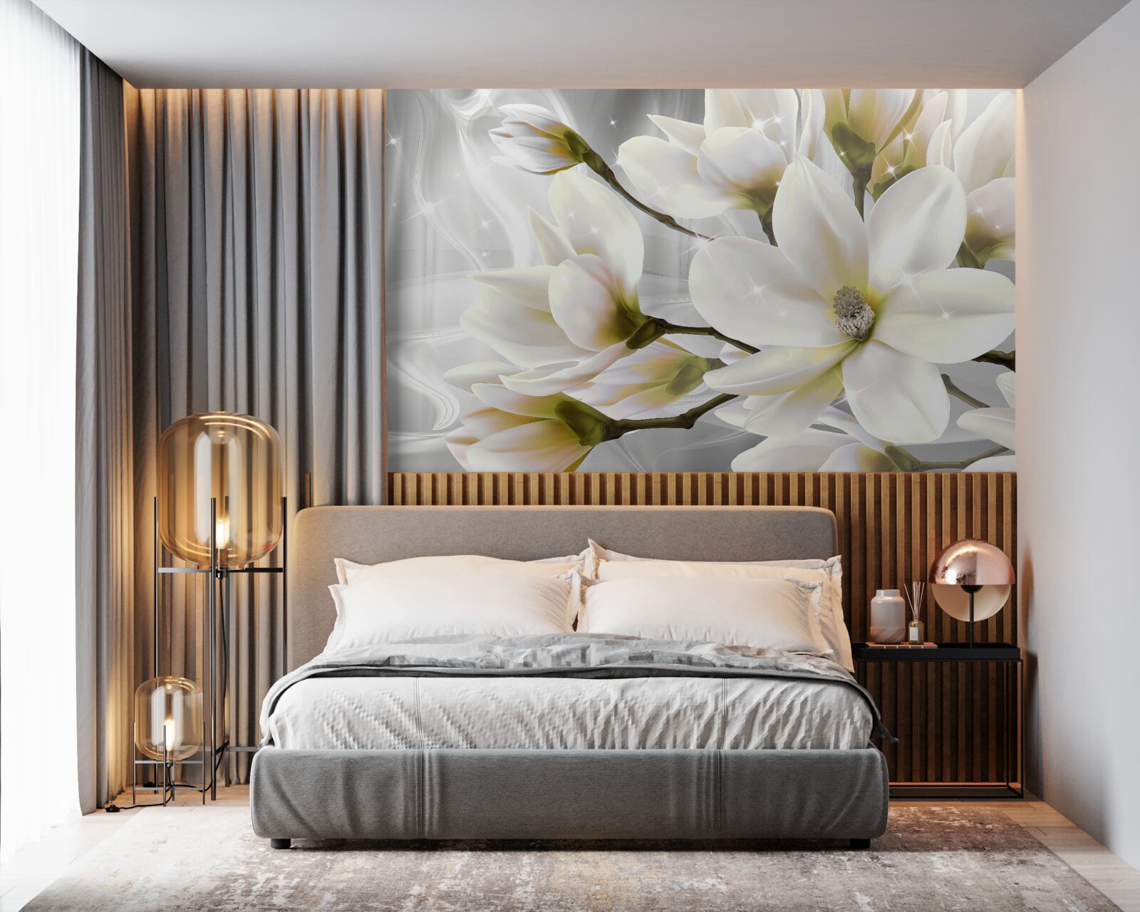 Fotobehang grote sneeuwwitte prachtige bloemen