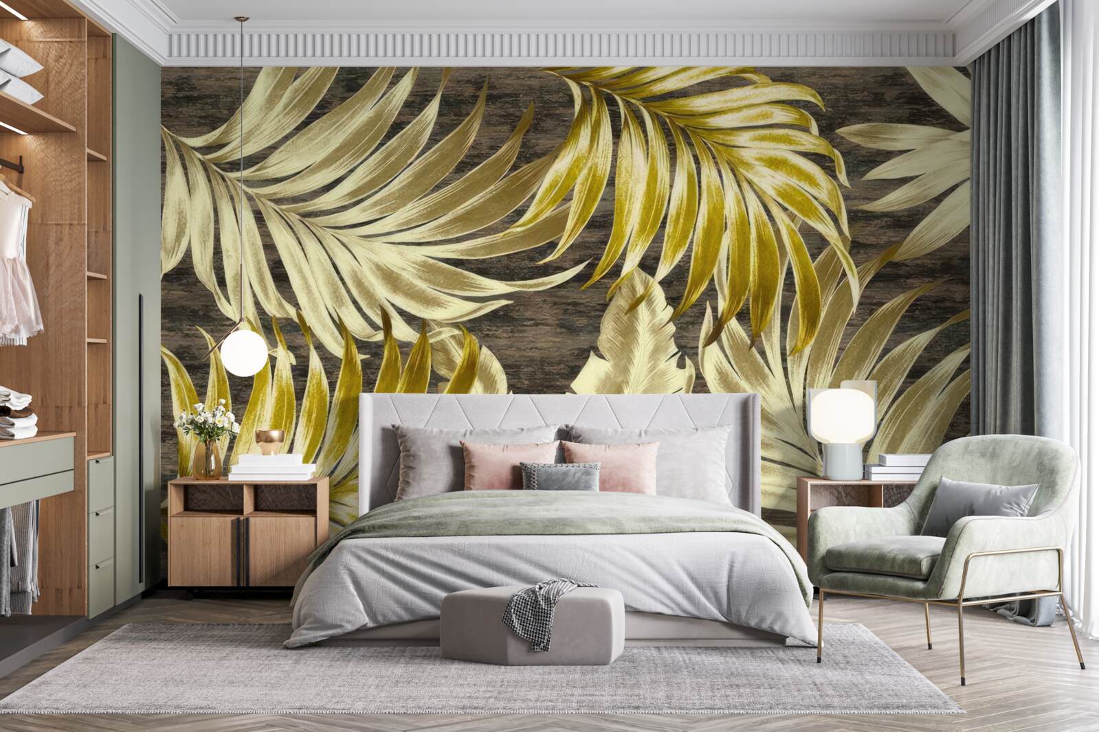 Fotobehang groot bladgoud