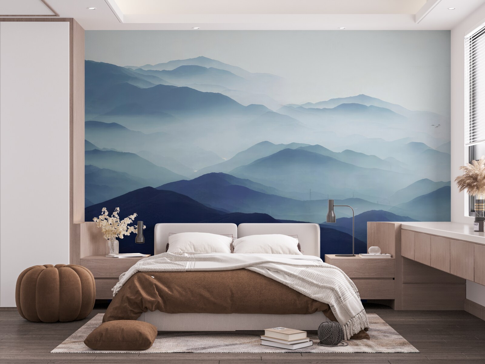 Fotobehang heuvels gehuld in dichte mist