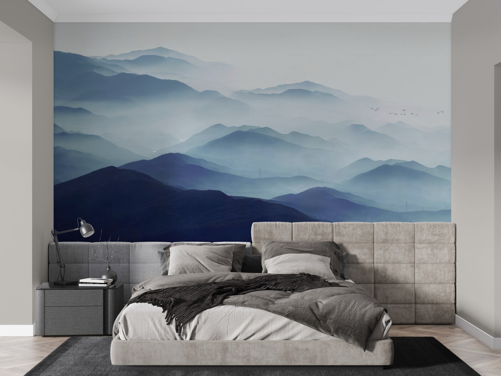 Fotobehang heuvels gehuld in dichte mist