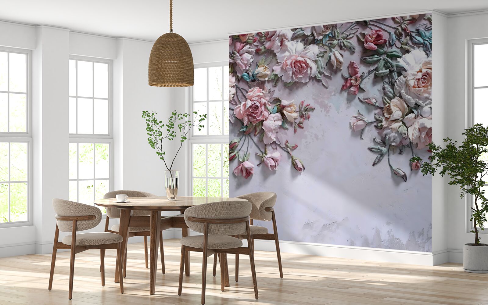 Fotobehang rozen op takken