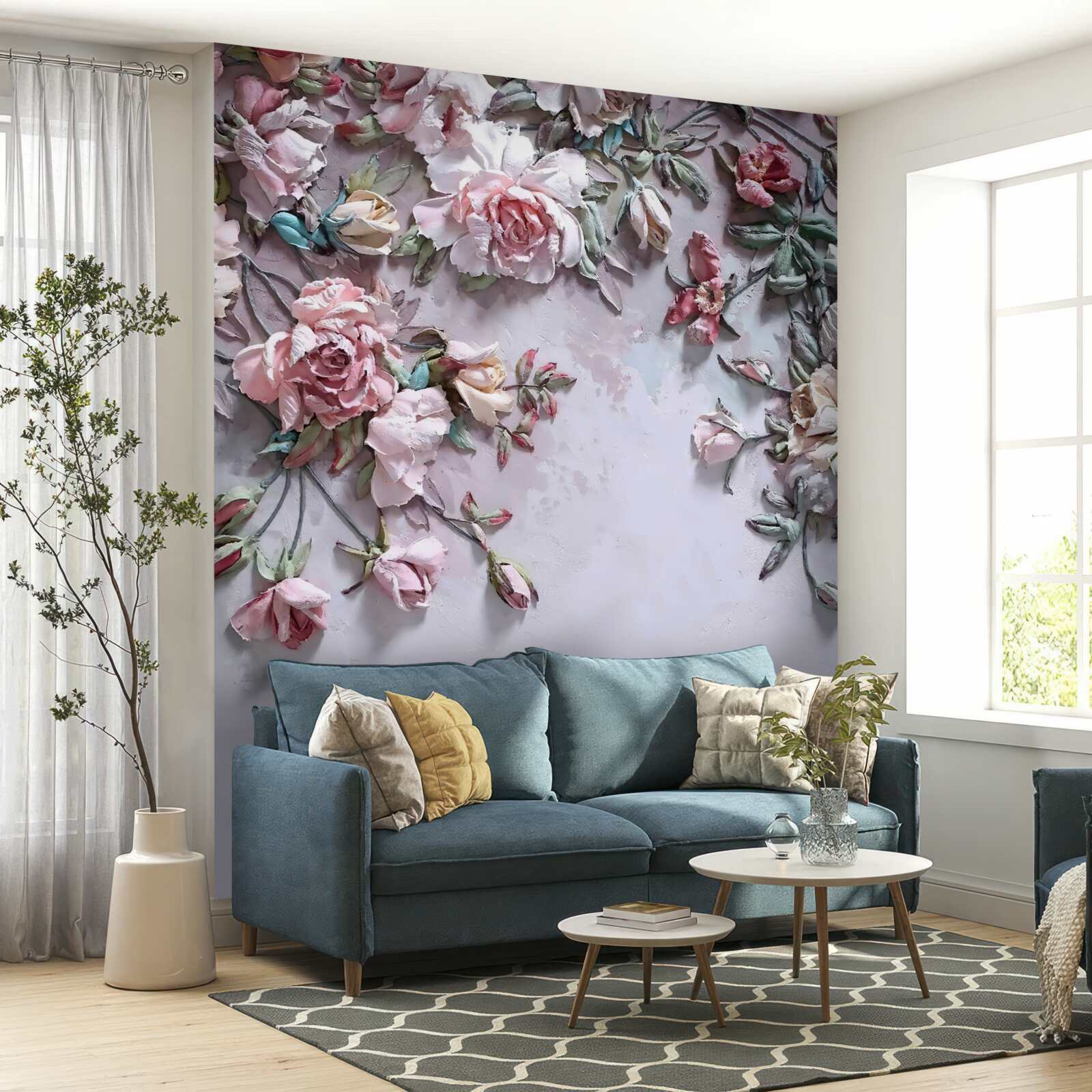 Fotobehang rozen op takken