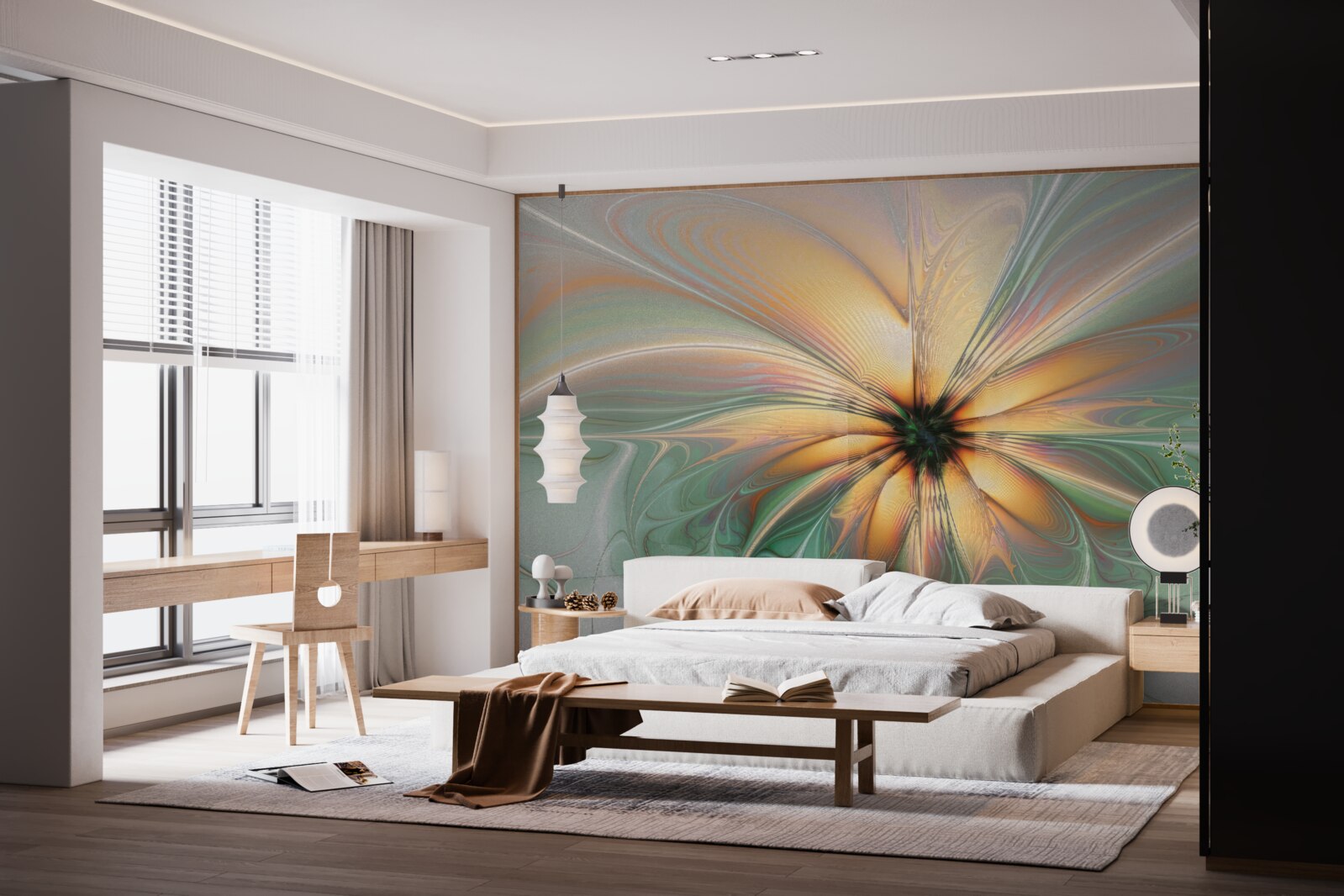 Fotobehang kleuren uitgespreid om een bloem te vormen