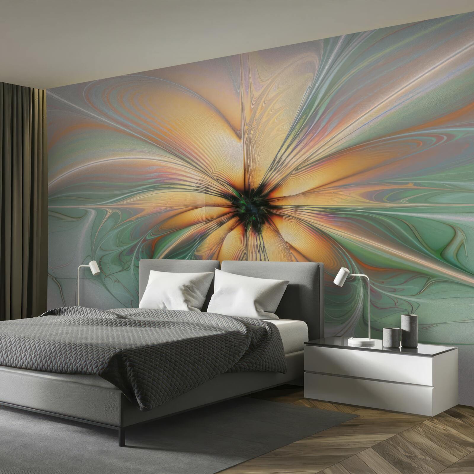 Fotobehang kleuren uitgespreid om een bloem te vormen