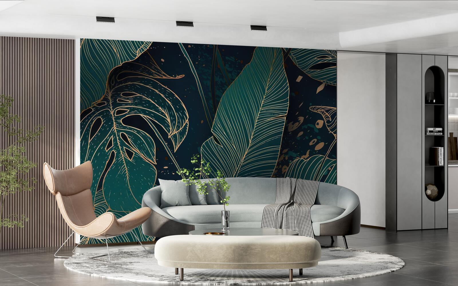 Fotobehang grote groene bladeren